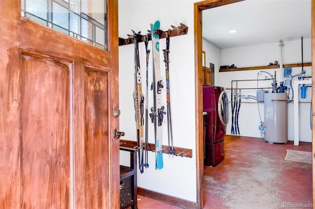 60 Jackson, Alma, CO 80420 - bathroom with water heater and finished concrete flooring
