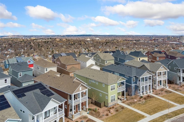 drone / aerial view with a residential view