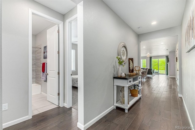 hall featuring hardwood / wood-style floors