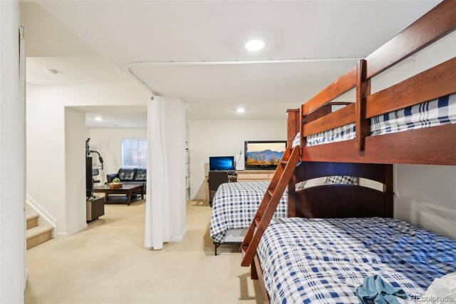 bedroom featuring carpet floors and recessed lighting