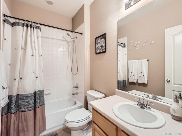 8522 S Dudley St, Littleton, CO 80128 - bathroom with vanity and shower / bathtub combination with curtain