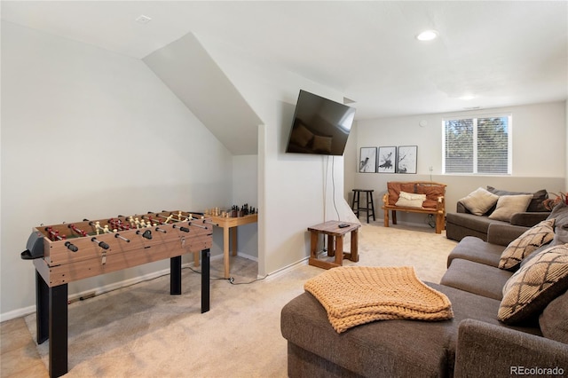 playroom with light colored carpet