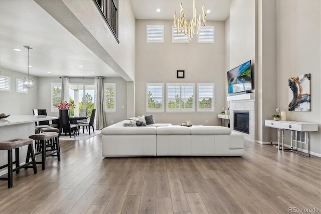 living room with hardwood / wood-style flooring and plenty of natural light