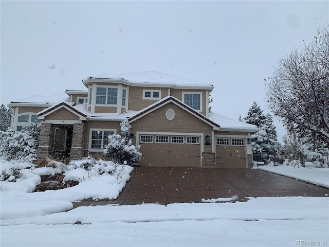 view of front of house with a garage