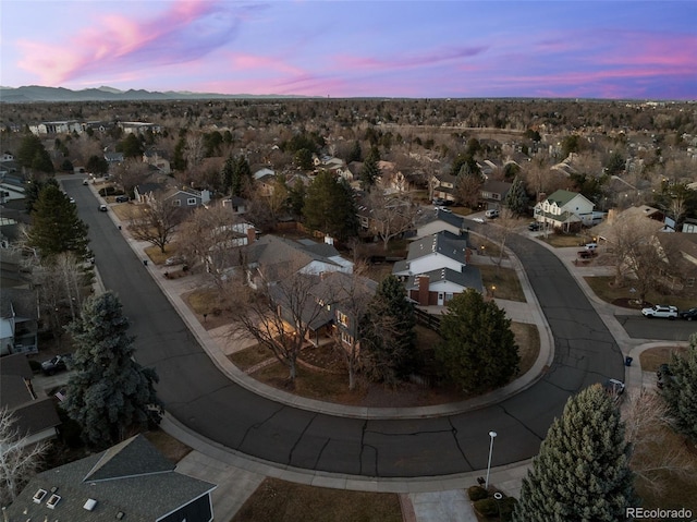 2090 S Gray Dr, Lakewood, CO 80227 - aerial view at dusk featuring a residential view and a mountain view
