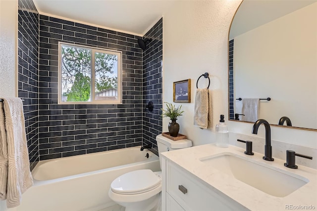 14317 Olmsted Dr, Denver, CO 80239 - bathroom featuring toilet, bathing tub / shower combination, and vanity