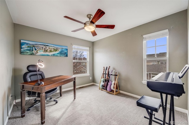 22765 E Ottawa Pl, Aurora, CO 80016 - carpeted office with a ceiling fan and baseboards