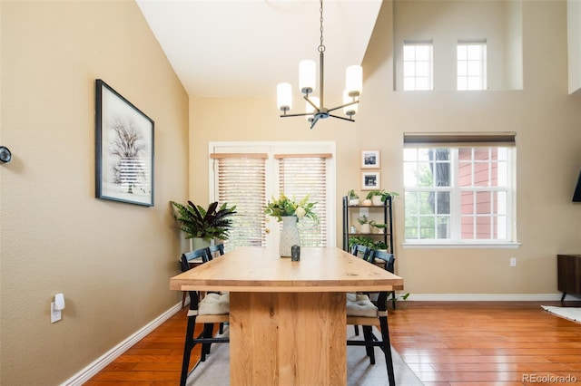 7777 E 23rd Ave Unit 1202, Denver, CO 80238 - dining room featuring a chandelier, hardwood / wood-style floors, and plenty of natural light