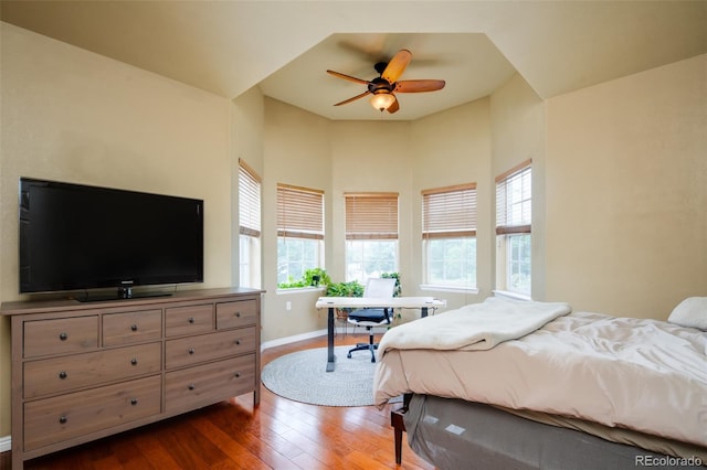 7777 E 23rd Ave Unit 1202, Denver, CO 80238 - bedroom featuring dark wood-style floors and a ceiling fan