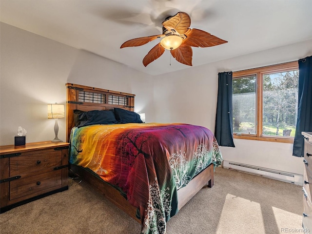7754 Swaps Trl, Evergreen, CO 80439 - bedroom with carpet, a baseboard radiator, and ceiling fan