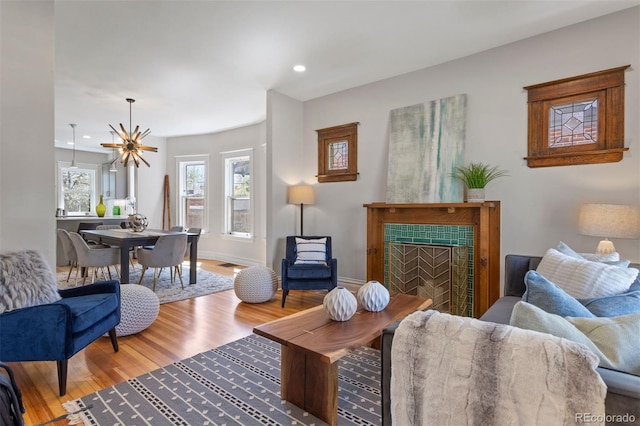 living room featuring wood-type flooring