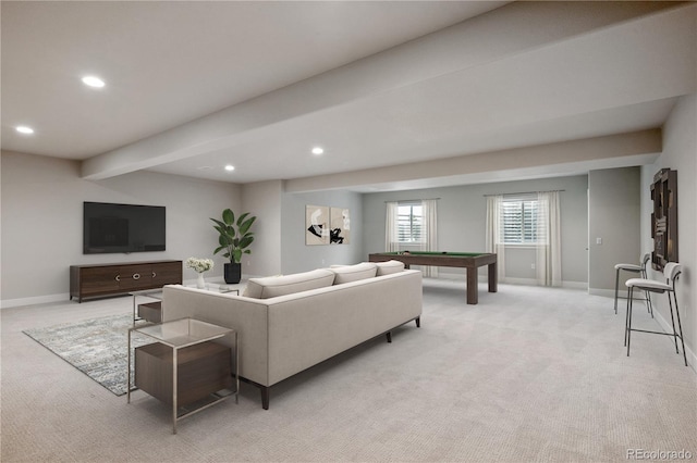 22183 E Rocky Top Pl, Aurora, CO 80016 - living area featuring light colored carpet, recessed lighting, and pool table