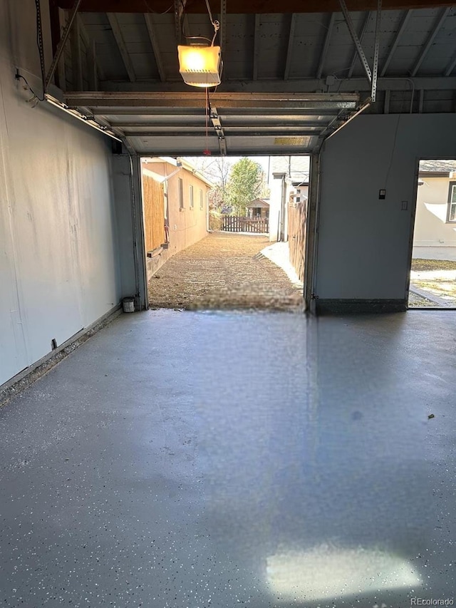 garage with a garage door opener