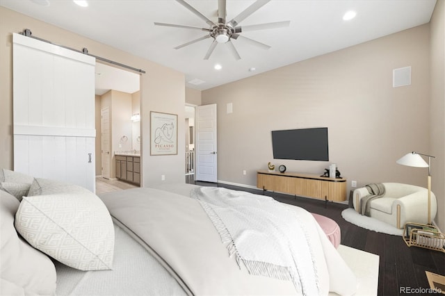 6725 Mentha Dr, Castle Rock, CO 80108 - bedroom featuring light wood-style floors, baseboards, and recessed lighting