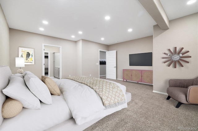 6725 Mentha Dr, Castle Rock, CO 80108 - bedroom featuring carpet flooring, recessed lighting, baseboards, and ensuite bath