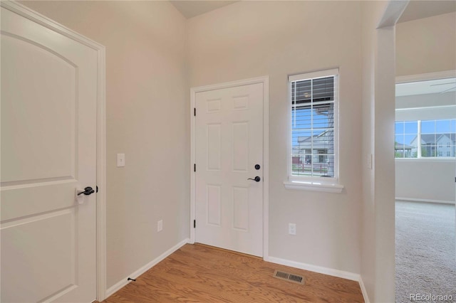 1867 Abundance Dr, Windsor, CO 80550 - foyer entrance featuring visible vents, light wood-style flooring, and baseboards