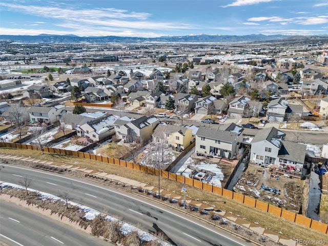 bird's eye view with a mountain view