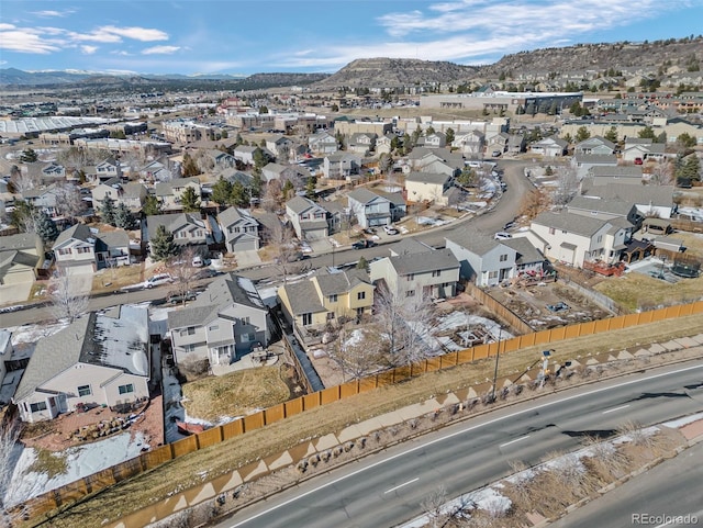 bird's eye view with a mountain view