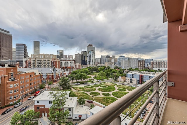 balcony featuring a view of city