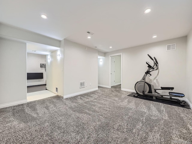 6447 St Vrain Ranch Blvd, Longmont, CO 80504 - workout room with recessed lighting, baseboards, and carpet