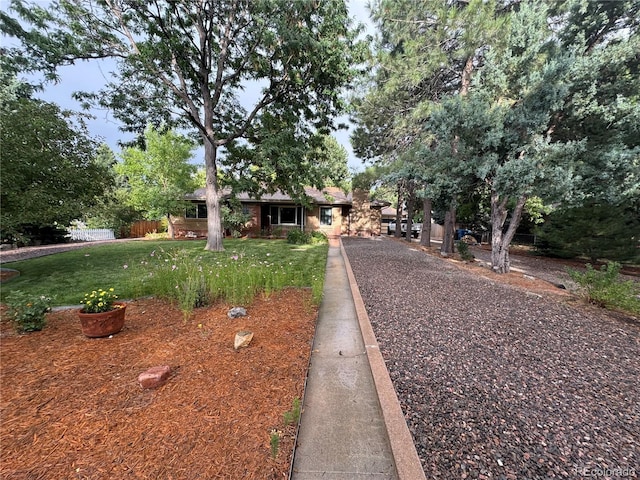 view of front of property with a front lawn