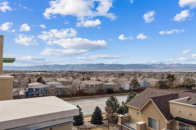 property view of mountains featuring a residential view