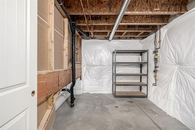view of unfinished basement