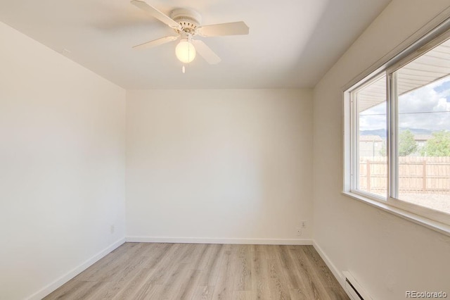 101 Harvard Ln, Buena Vista, CO 81211 - empty room featuring light wood-style flooring, baseboards, and ceiling fan