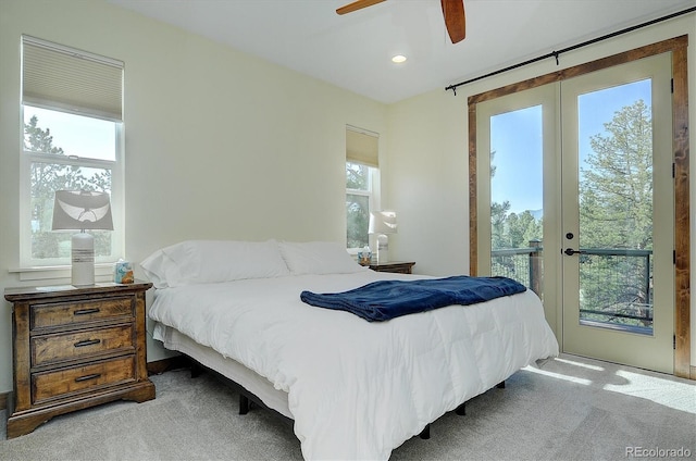 18202 Alta Vista Dr, Buena Vista, CO 81211 - bedroom featuring french doors, access to exterior, carpet, and recessed lighting