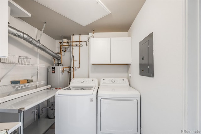 111 S Monroe St Unit B203, Denver, CO 80209 - laundry area featuring electric panel, independent washer and dryer, cabinet space, and electric water heater