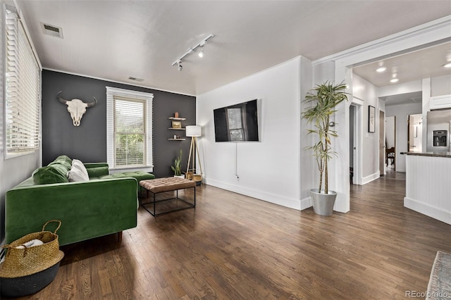 3464 S Downing St, Englewood, CO 80113 - living room with wood finished floors and rail lighting