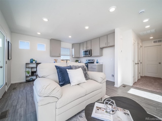 living room with hardwood / wood-style flooring