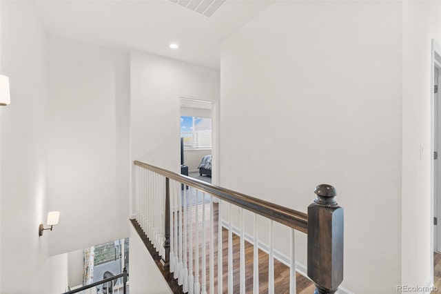 5173 Vivian St, Wheat Ridge, CO 80033 - hallway with an upstairs landing, wood finished floors, and recessed lighting
