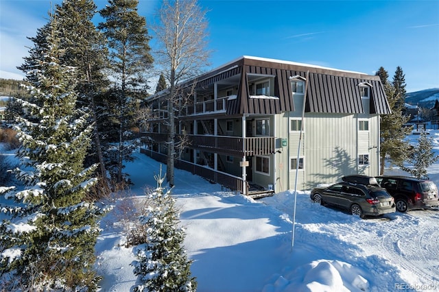 view of snow covered building