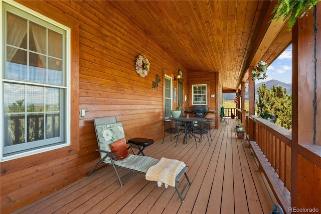 wooden terrace with grilling area