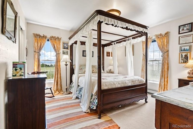 bedroom with a baseboard radiator