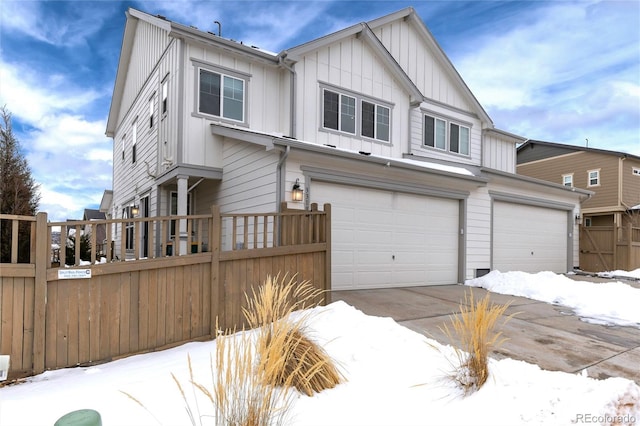 view of front of property with a garage