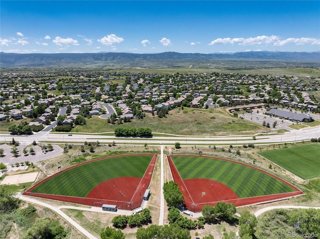 bird's eye view featuring a mountain view