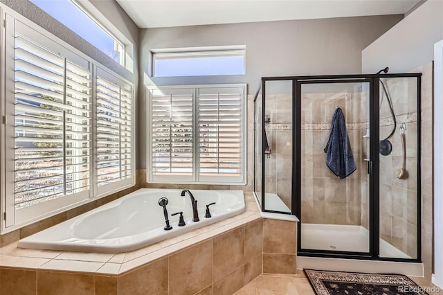 bathroom with independent shower and bath