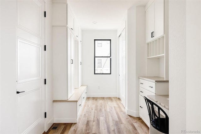 17252 Rose Mallow Ave, Parker, CO 80134 - mudroom featuring light wood-type flooring and baseboards