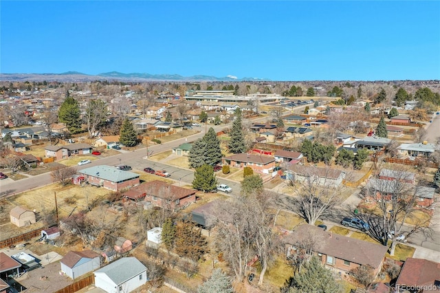 aerial view with a residential view and a mountain view