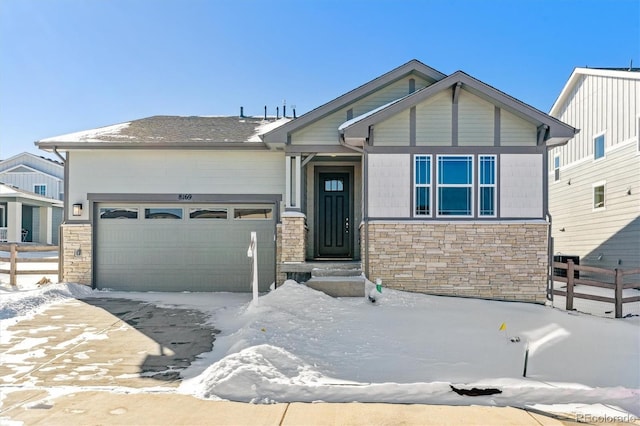 view of front of property with a garage