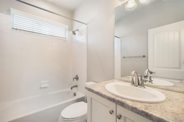 6093 Rowdy Dr, Colorado Springs, CO 80924 - bathroom featuring vanity, shower / tub combination, and toilet