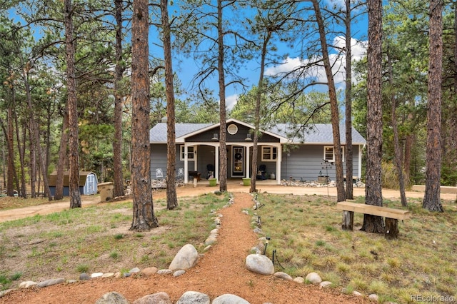 view of front facade featuring covered porch