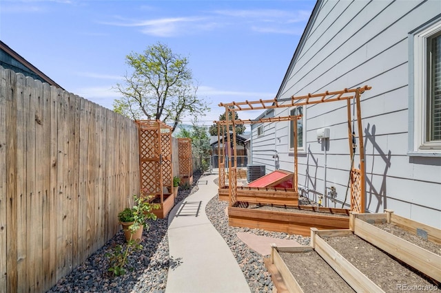 935 Newark St, Aurora, CO 80010 - view of yard featuring a garden and central AC