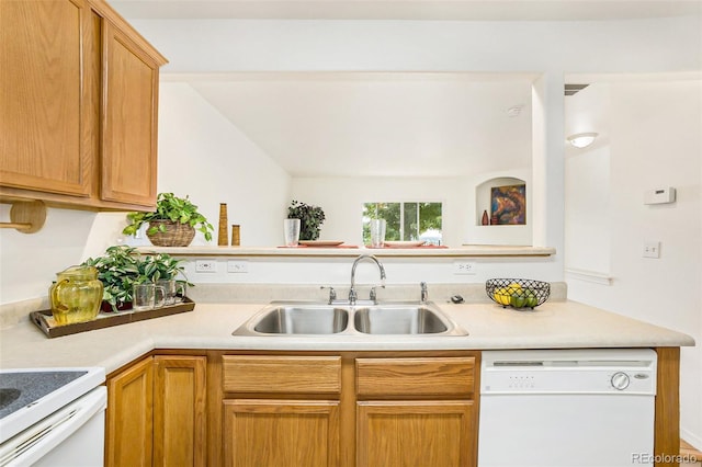 kitchen with range with electric cooktop, dishwasher, and sink