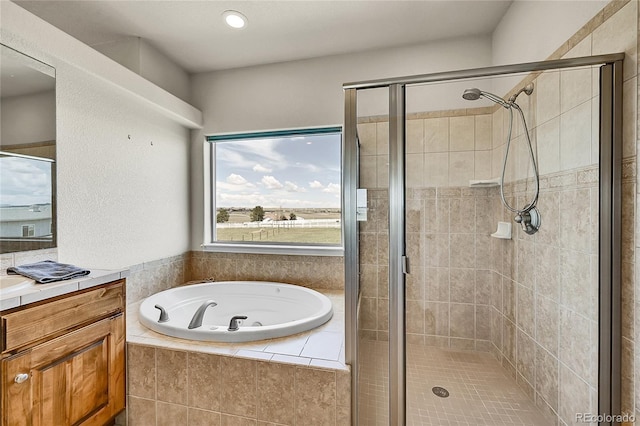 19045 Shiloh Ranch Dr, Colorado Springs, CO 80908 - full bath with a shower stall, a garden tub, and vanity