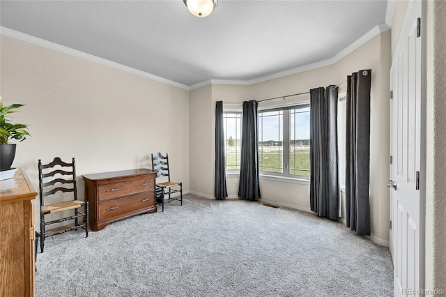 19045 Shiloh Ranch Dr, Colorado Springs, CO 80908 - carpeted bedroom with ornamental molding and baseboards