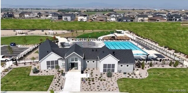 1144 Ridgefield Dr, Berthoud, CO 80513 - aerial view of residential area with a pool area