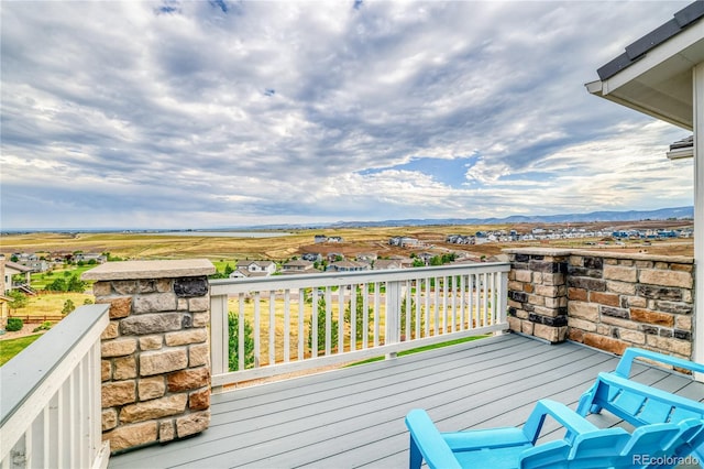 deck featuring a mountain view